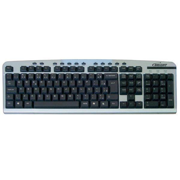 Teclado Multimídia USB (Prata e Preto) Bright